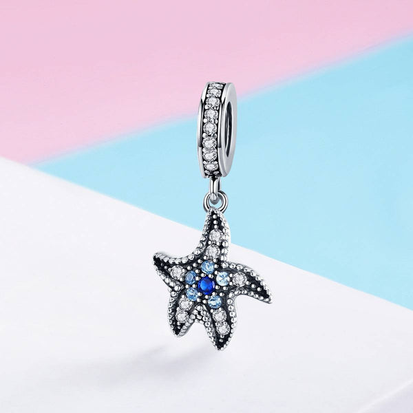 925 Sterling Silver Starfish Charm Bead Fits Pandora Charm Bracelet Pendant