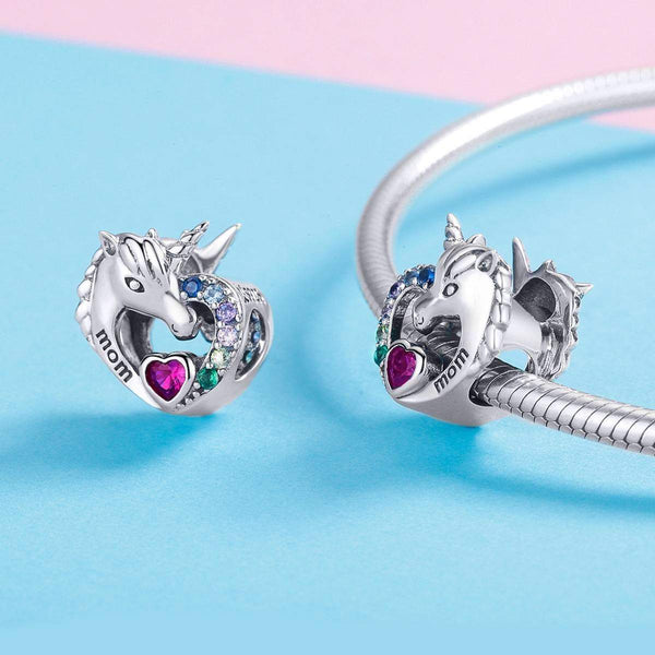 925 Sterling Silver Unicorn for Mom Charm Bead Fits Pandora Charm Bracelet Pendant