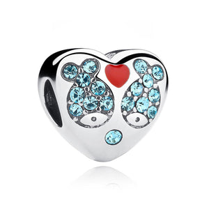 925 Sterling Silver Fish Fall in Love Charm Bead Fits Pandora Charm Bracelet Pendant