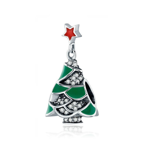 925 Sterling Silver Christmas Tree Charm Bead Fits Pandora Charm Bracelet Pendant