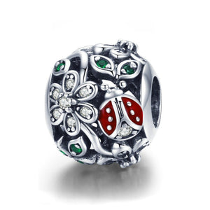 925 Sterling Silver Red Ladybug Charm Bead Fits Pandora Charm Bracelet Pendant