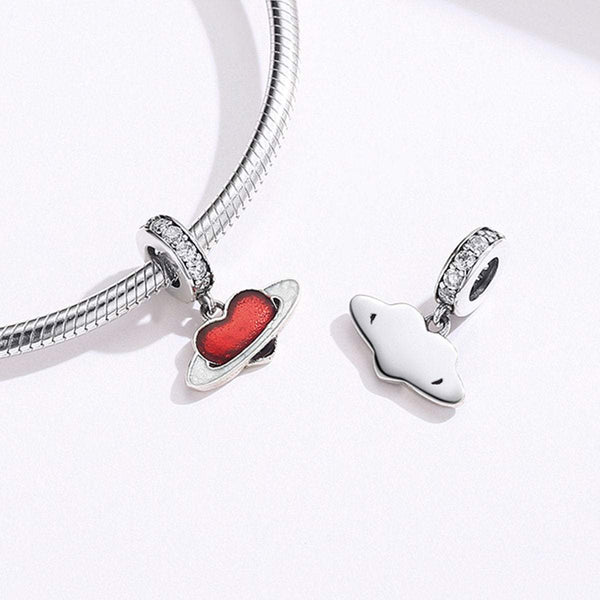 925 Sterling Silver Enamel Red Heart Charm Bead Fits Pandora Charm Bracelet Pendant