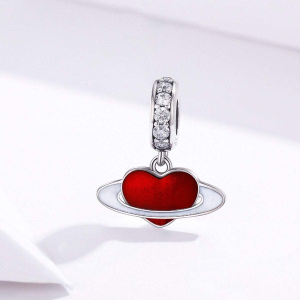 925 Sterling Silver Enamel Red Heart Charm Bead Fits Pandora Charm Bracelet Pendant