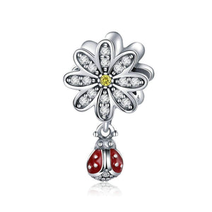 925 Sterling Silver Ladybug With Ladybug Charm Bead Fits Pandora Charm Bracelet Pendant