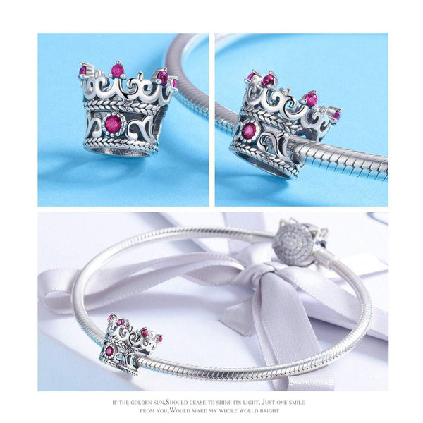 925 Sterling Silver Crown Charm Bead Fits Pandora Charm Bracelet Pendant