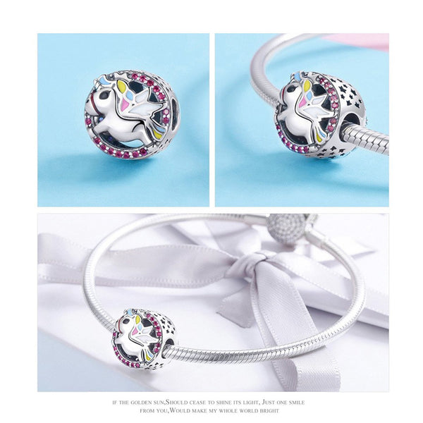 925 Sterling Silver Unicorn Bead Fits Pandora Charm Bracelet Pendant