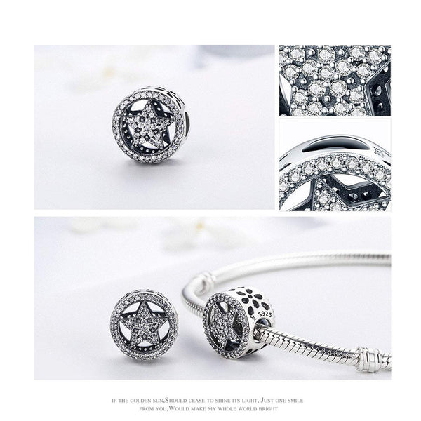 925 Sterling Silver Star Bead Fits Pandora Charm Bracelet Pendant