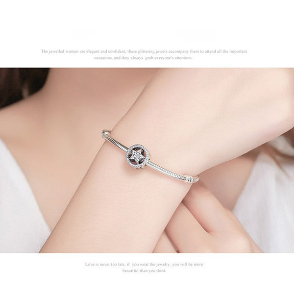925 Sterling Silver Star Bead Fits Pandora Charm Bracelet Pendant