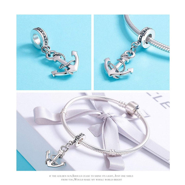 925 Sterling Silver Anchor Lucky Bead Fits Pandora Charm Bracelet Pendant