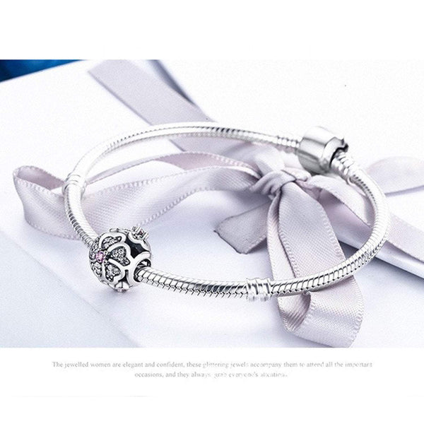 925 Sterling Silver Flower Bead Fits Pandora Charm Bracelet Pendant