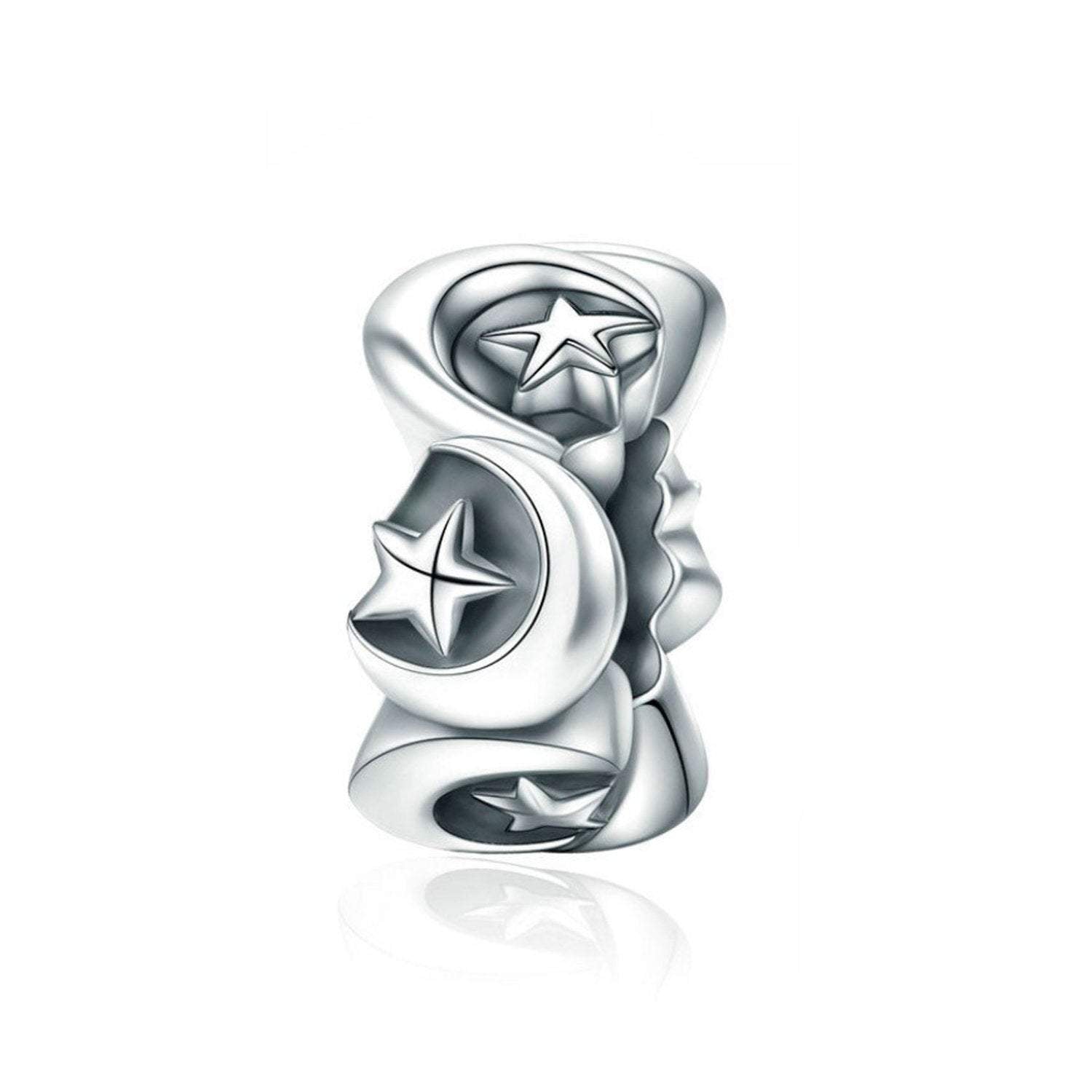 925 Sterling Silver Moon And Star Bead Fits Pandora Charm Bracelet Pendant