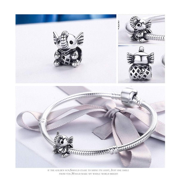 925 Sterling Silver Elephant Bead Fits Pandora Charm Bracelet Pendant