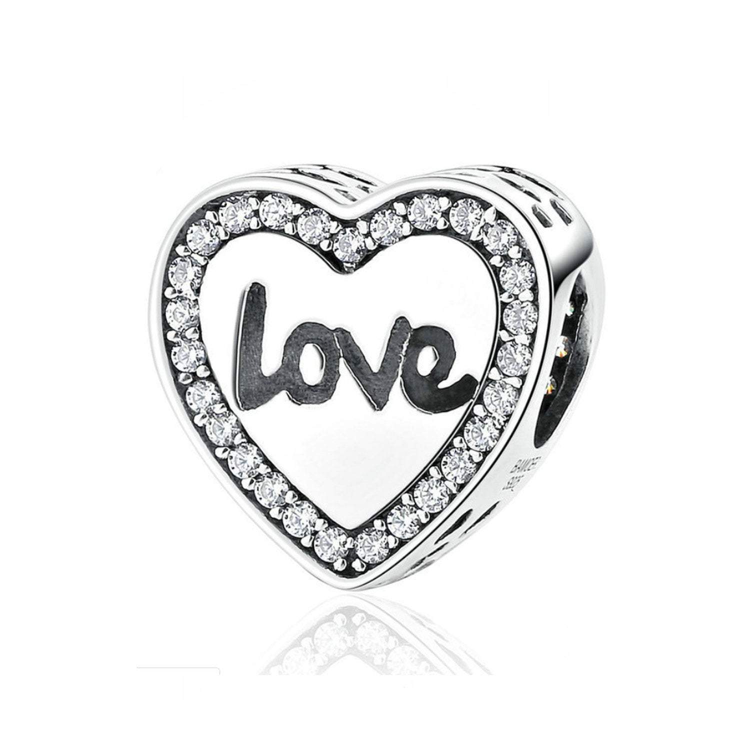 925 Sterling Silver Love Charm Fits Pandora Charm Bracelet Pendant