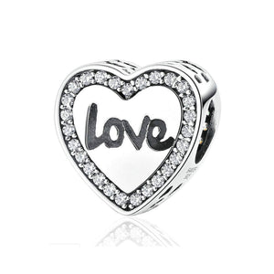 925 Sterling Silver Love Charm Fits Pandora Charm Bracelet Pendant