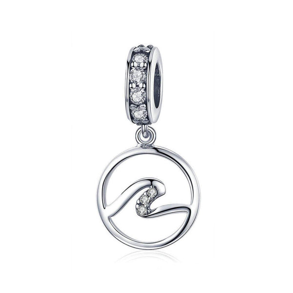 925 Sterling Silver Wave Charm Fits Pandora Charm Bracelet Pendant