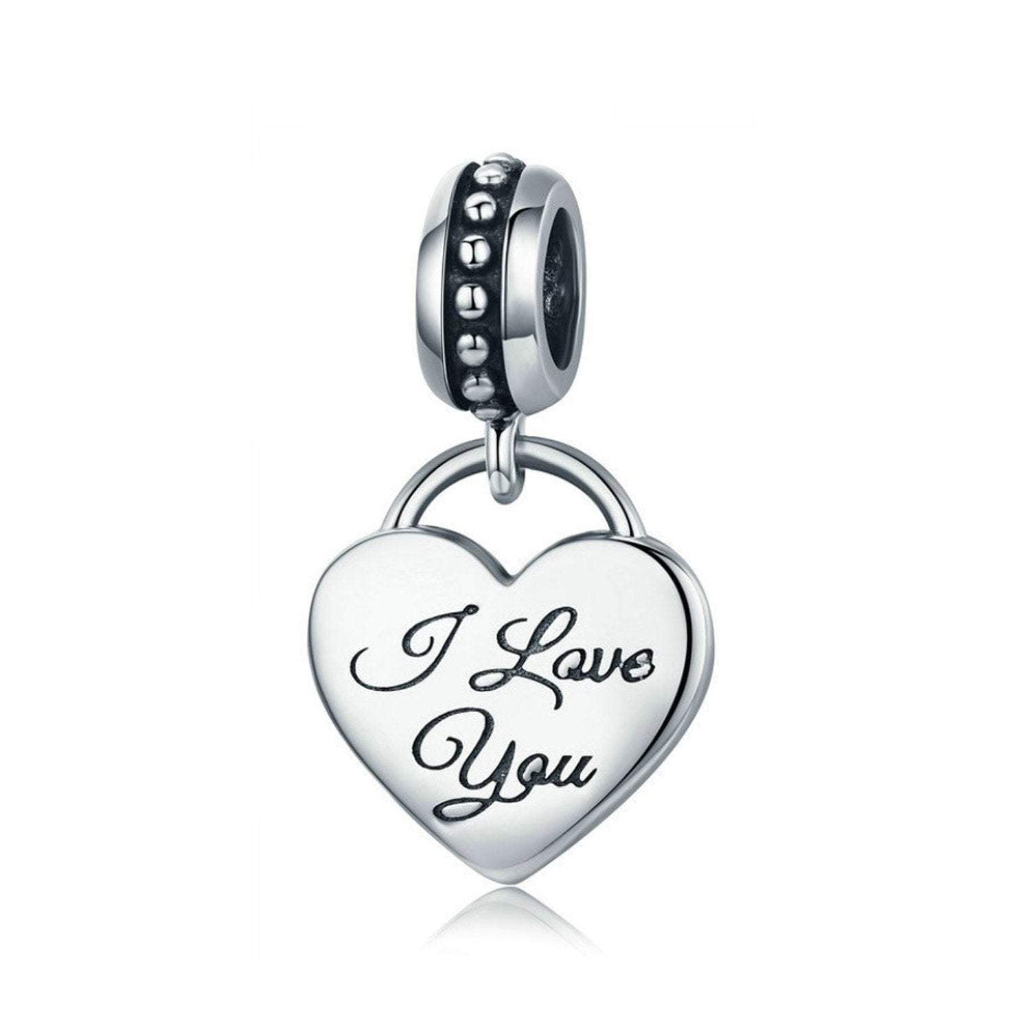 925 Sterling Silver I Love You Bead Charm Fits Pandora Charm Bracelet Pendant