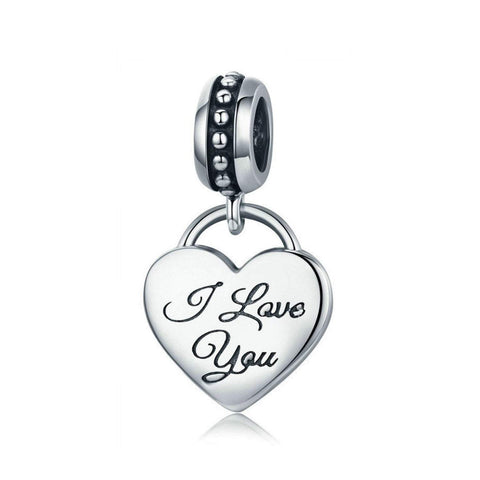 925 Sterling Silver I Love You Bead Charm Fits Pandora Charm Bracelet Pendant