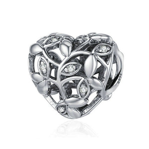 925 Sterling Silver Family Tree Heart Bead Charm Fits Pandora Charm Bracelet Pendant