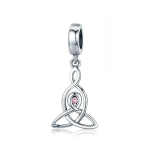 925 Sterling Silver Unique Pink Zircon Bead Charm Fits Pandora Charm Bracelet Pendant