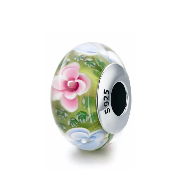 925 Sterling Silver Traditional Flower Bead Charm Fits Pandora Charm Bracelet Pendant
