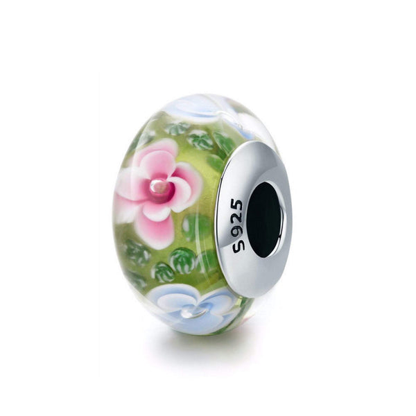 925 Sterling Silver Traditional Flower Bead Charm Fits Pandora Charm Bracelet Pendant