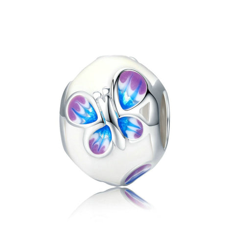 925 Sterling Silver Butterfly Enamel Bead Charm Fits Pandora Charm Bracelet Pendant