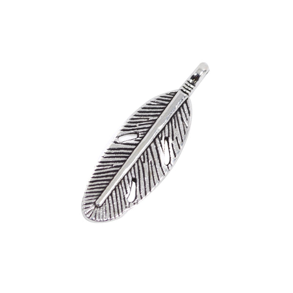 10 Pcs Vintage Feather Charm Antique Alloy Jewelry Pendant