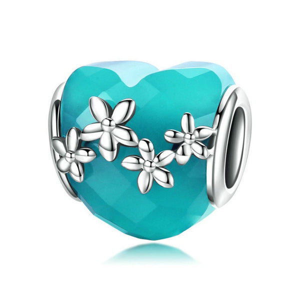 925 Sterling Silver Elegant Flower Charm Bead Fits Charm Bracelet Pendant