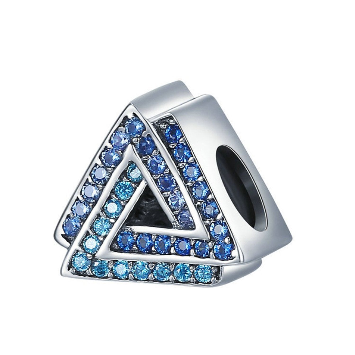 Solid 925 Sterling Silver Triangle Bead Charm For Bracelet Pendant