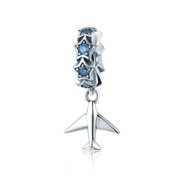 925 Sterling Silver Plane Charm Bead Fits Charm Bracelet Pendant
